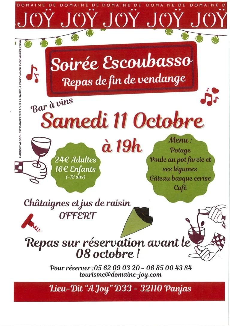 PANJAS : Soirée Escoubasso : le Domaine de Joÿ fête la fin des vendanges