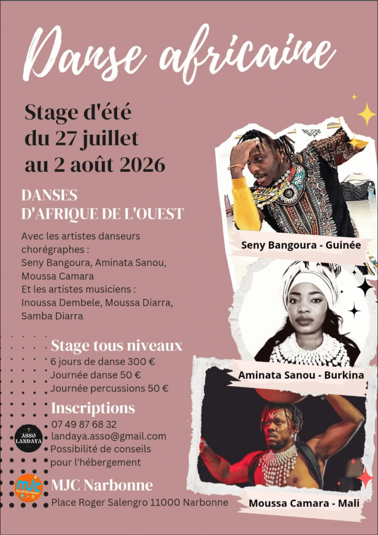 La danse africaine à l&rsquo;honneur à Narbonne : un stage d&rsquo;été exceptionnel du 27 juillet au 2 août 2026